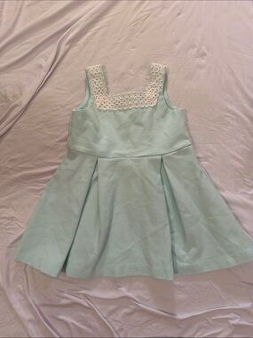 Janie and Jack Mint Green Sleeveless Dress with White Lace Trim